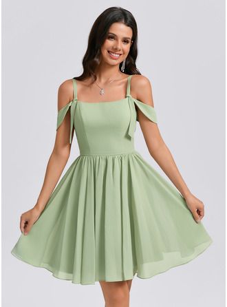 homecoming dresses_JJ's House A-line Square Short Chiffon Homecoming Dress