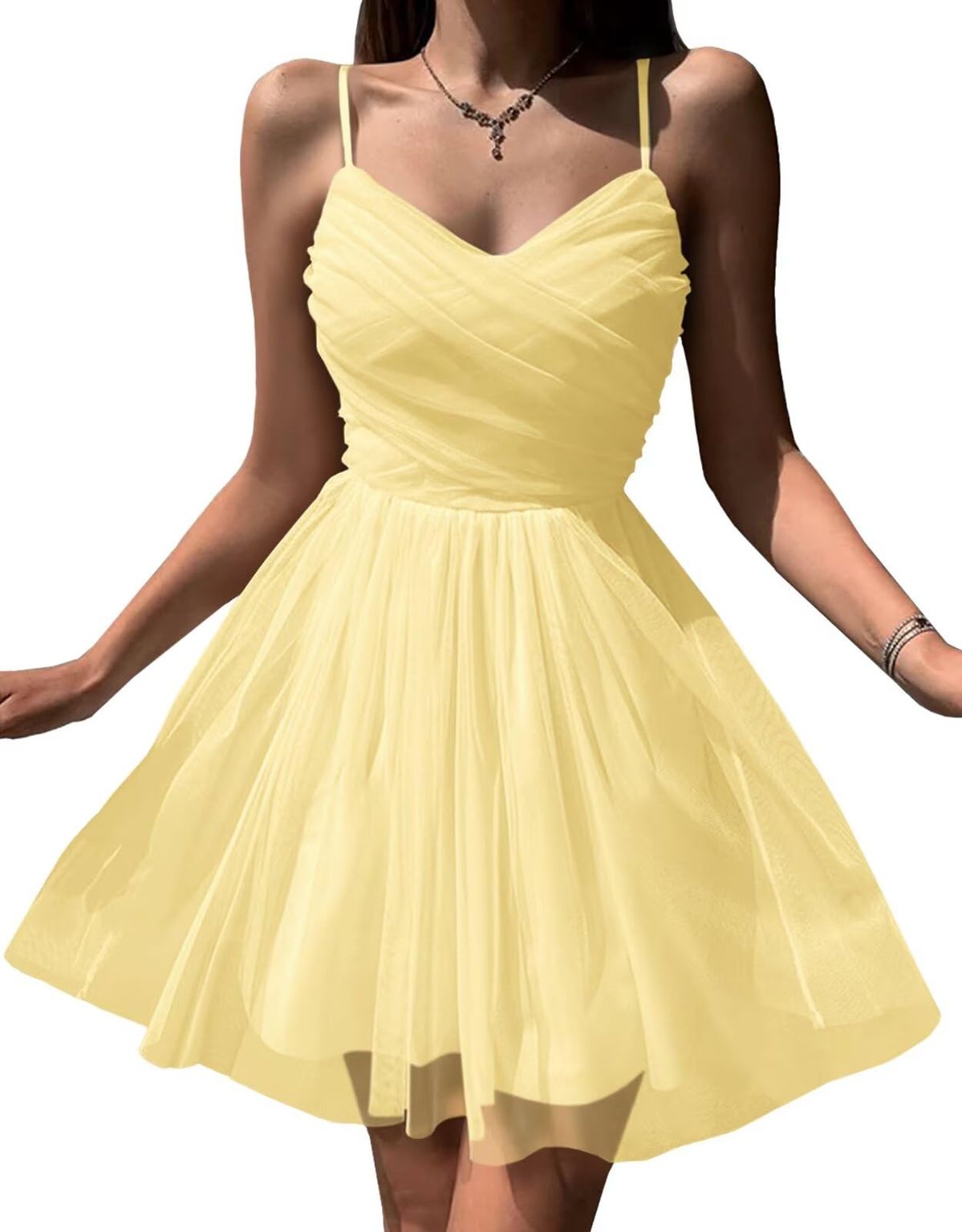 homecoming dresses_Cudiew Tulle Homecoming Dresses for Teens 2025 Short Mini Party Dress Spaghetti Straps Sleeveless Cocktail Gowns