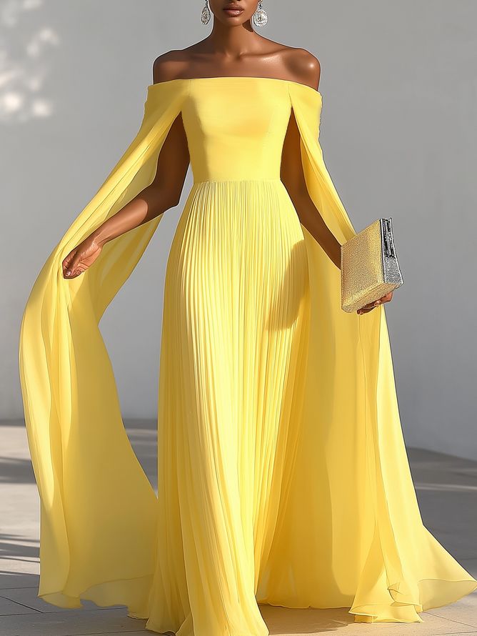 elegant dresses_StyleWe Women Elegant Maxi Dress High Waist X-Line Off The Shoulder Chiffon All Season For Prom