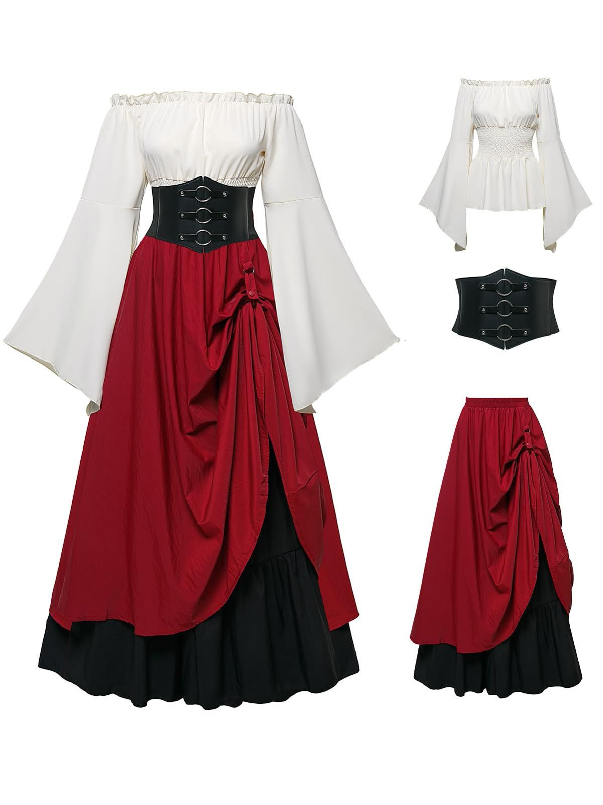 impress outfits_FORTMAC Renaissance Costume Women Ren Faire Medieval Dress for Women with Corset Fairy Costume Halloween