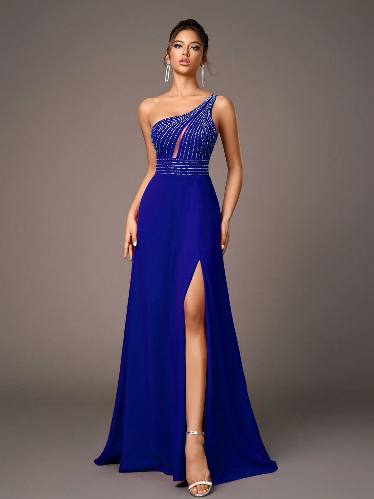 formal dresses_1pc Women's Elegant Luxury Backless High Slit Halter Maxi Evening Dress, Formal Gown Suitable For Formal Occasions, Parties, Festivals, Weddings, Galas, Party Dress, For Wedding Guest