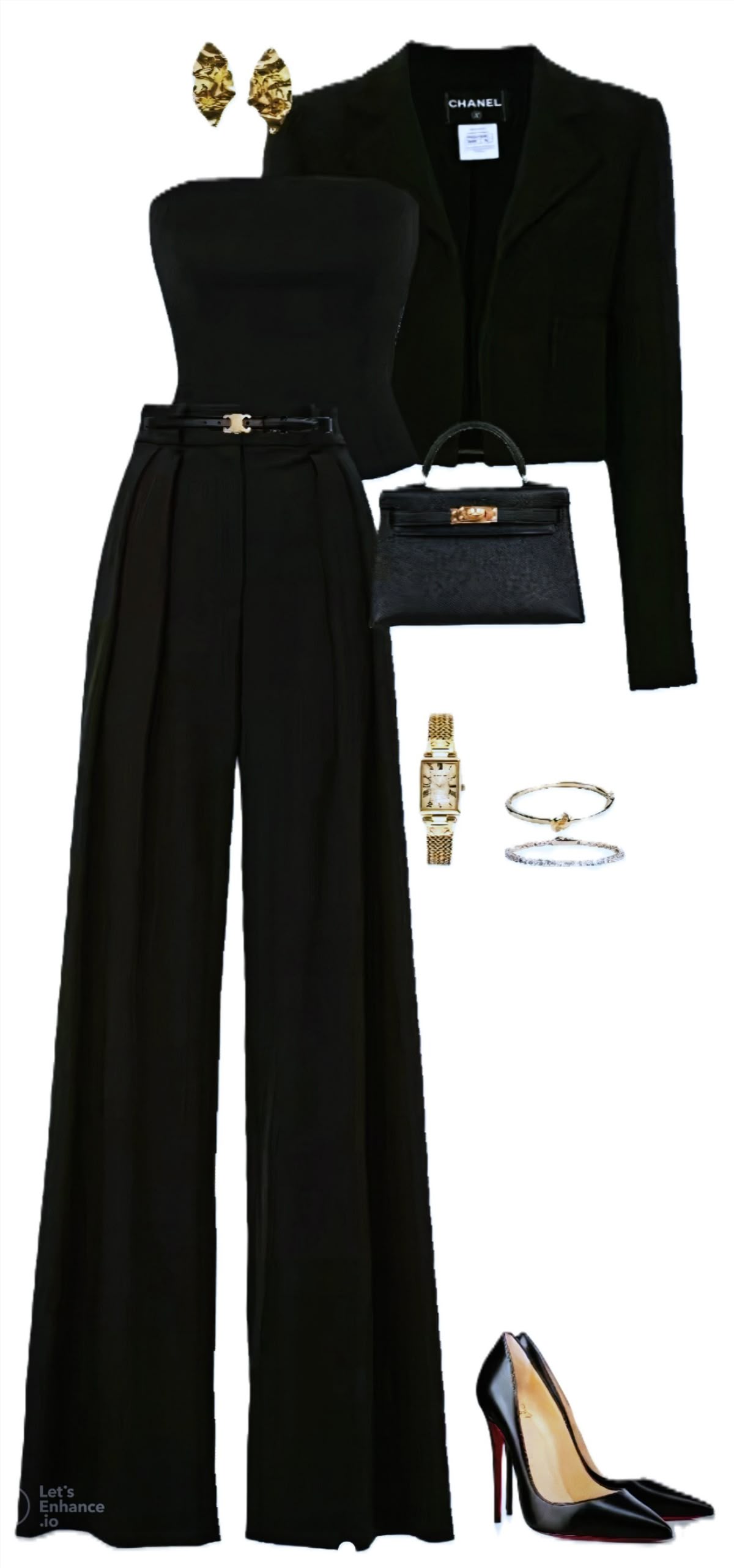 formal outfits_Chic Noir Elegance: A Confident Business Casual Ensemble