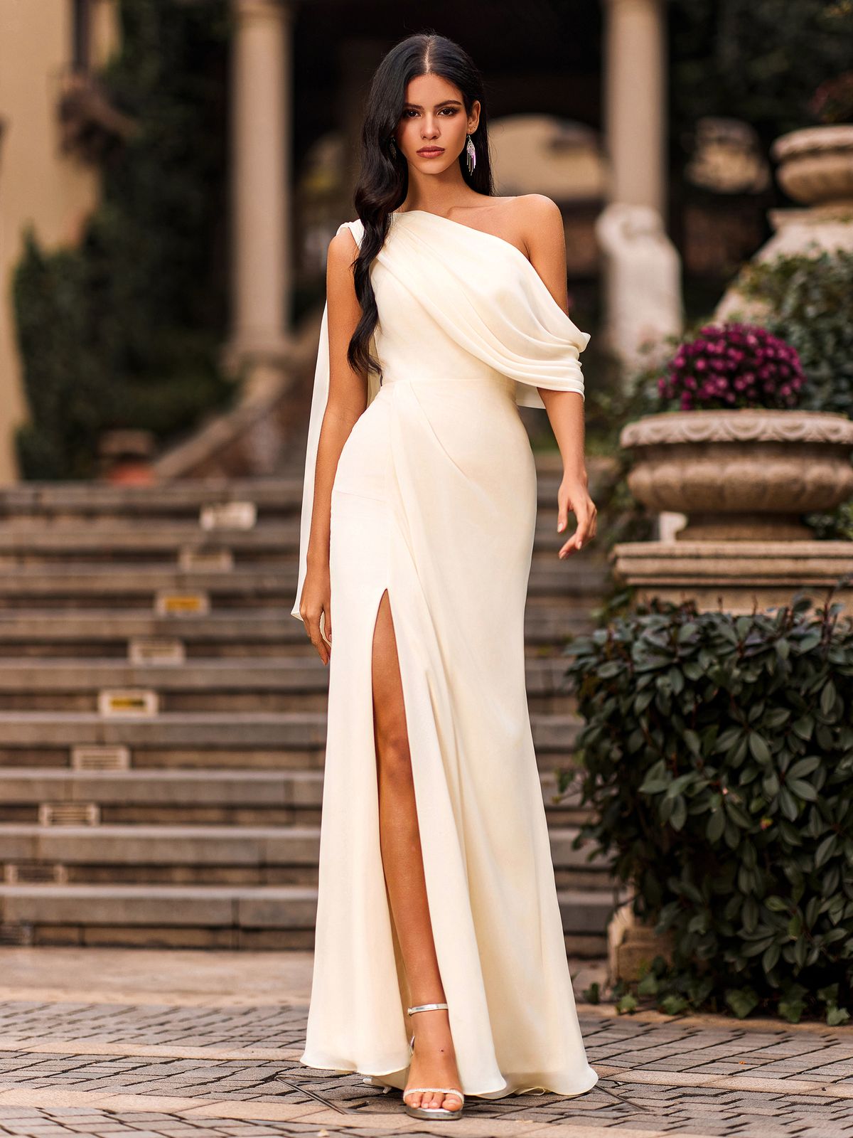 formal dresses_Prom Dress One-Shoulder 2026 Corset Frost Chiffon Slit Sheath Long