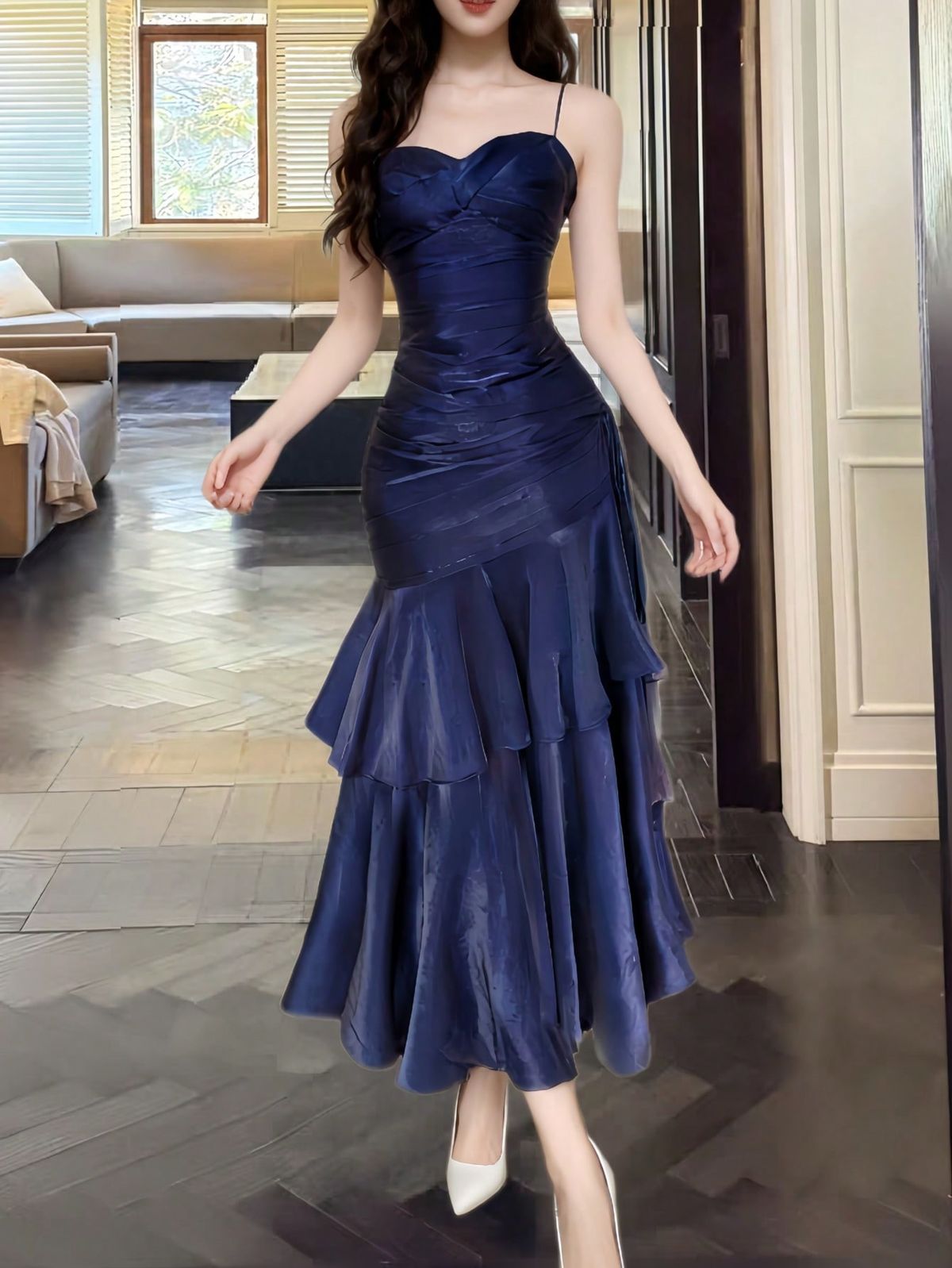 formal dresses_Burgundy Slim Ruffles Party Prom Dress Concert Outfits For Women Spaghetti Straps Wedding Bridesmaid Formal Birthday Homecoming Dresses Summer Fall Clothes