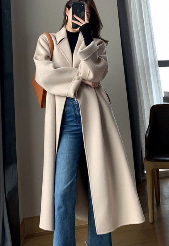 elegant outfits_Beige Loose Casual Trench Coat