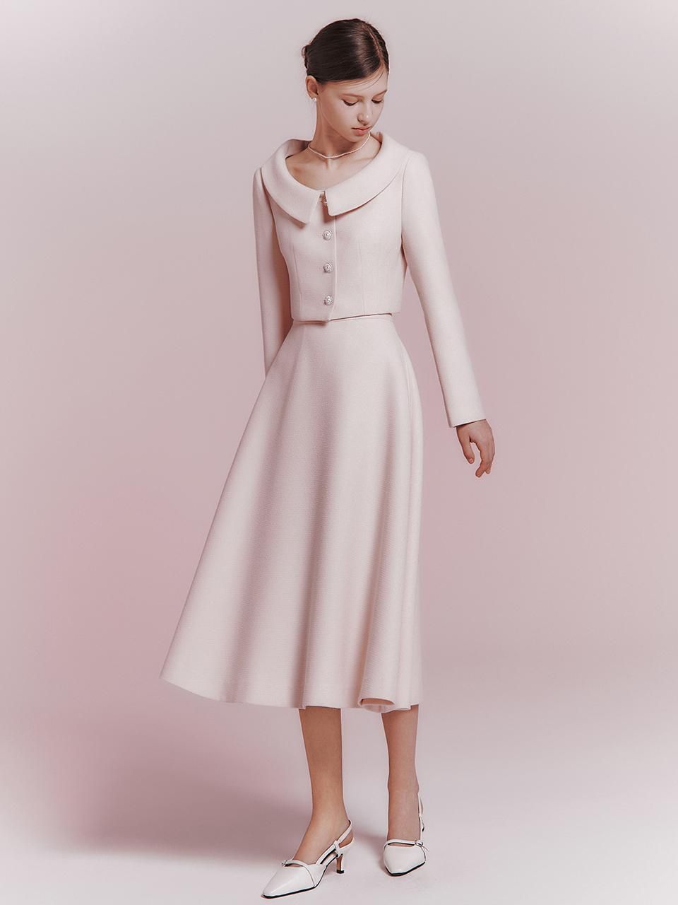 elegant outfits_Tweed Midi Flare High-Waisted Skirt