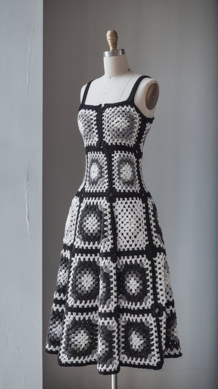fancy outfits_13 Crochet Summer Granny Square Dress Free Patterns