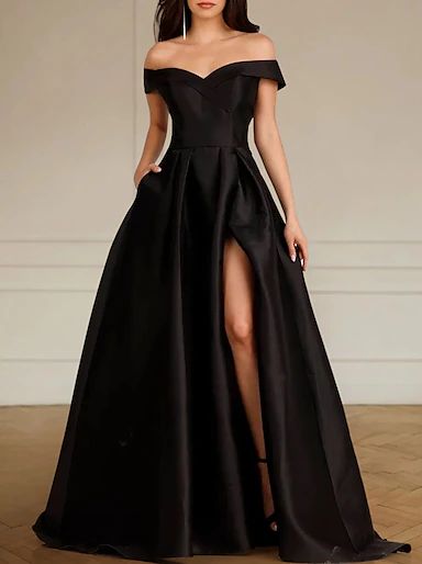 formal dresses_Sheath / Column Bridesmaid Dress V Neck / One Shoulder Long Sleeve Elegant Sweep / Brush Train Spandex with Pleats / Solid Color 2022 2025 - $149.99