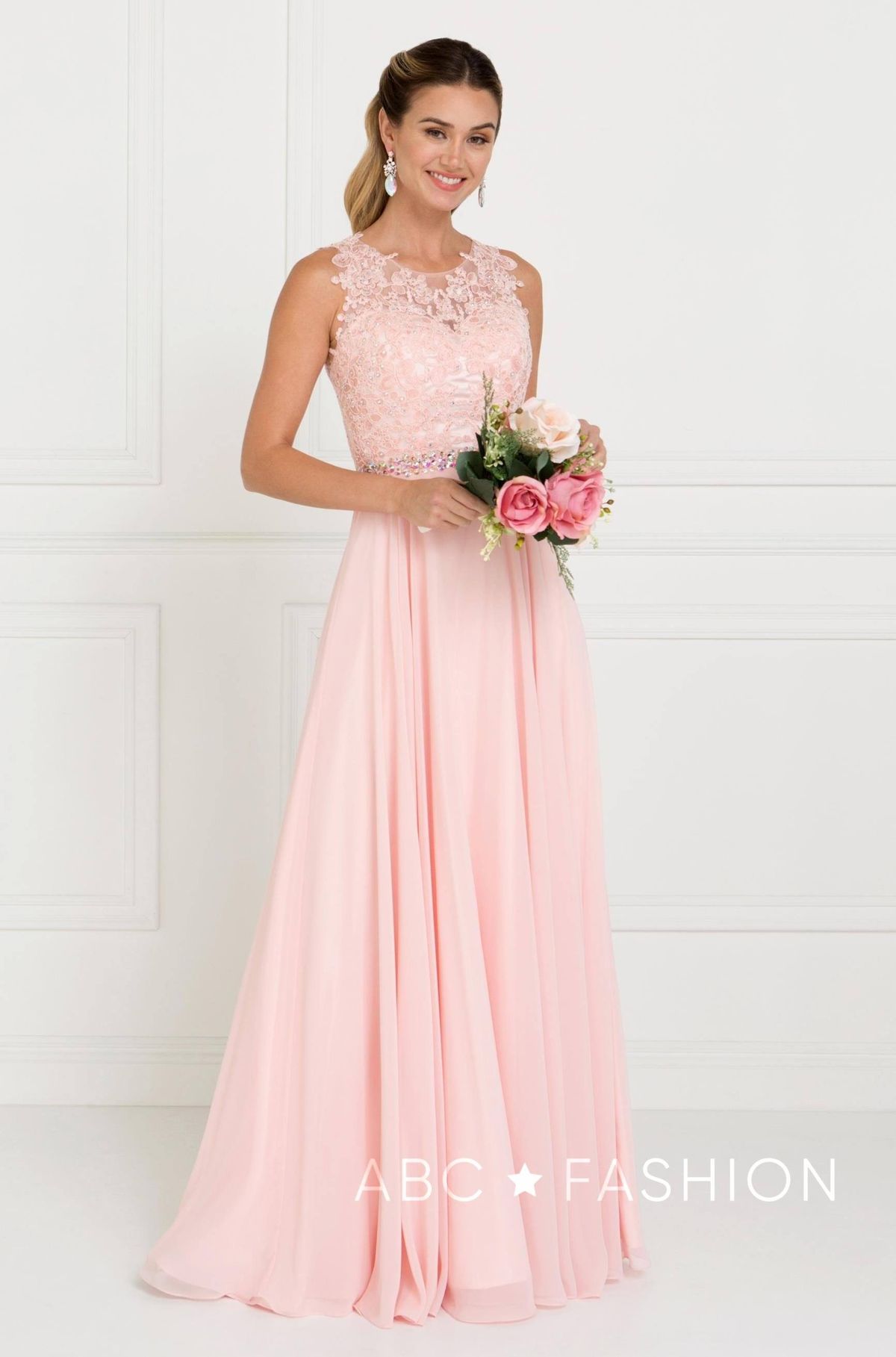 formal dresses_Long Applique Chiffon Dress by Elizabeth K GL2417 - M / Mauve