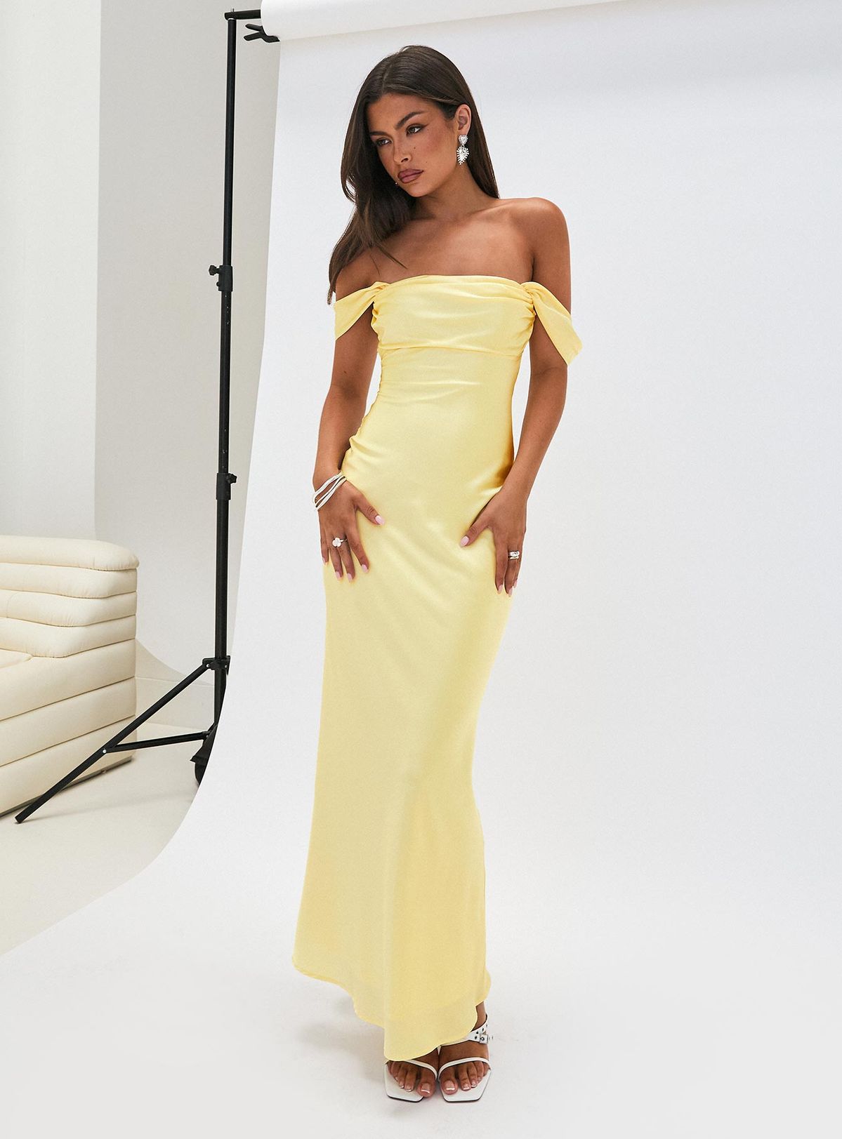 formal dresses_Azura Off The Shoulder Maxi Dress Yellow