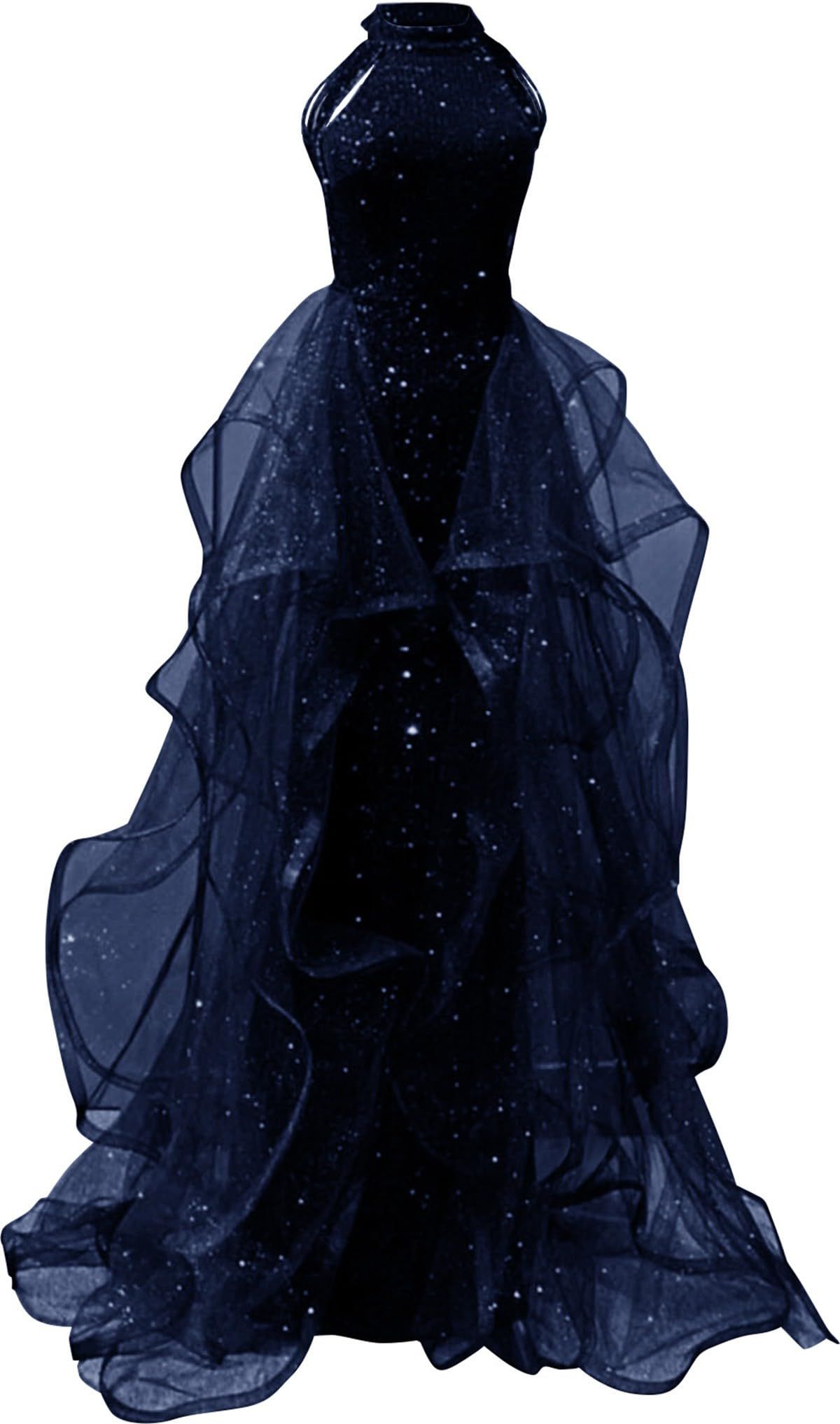 formal dresses_Zeeyecie High Neck Sequins Prom Dresses 2025 Long A Line Tulle Sparkly Formal Evening Dresses Ball Gowns for Women