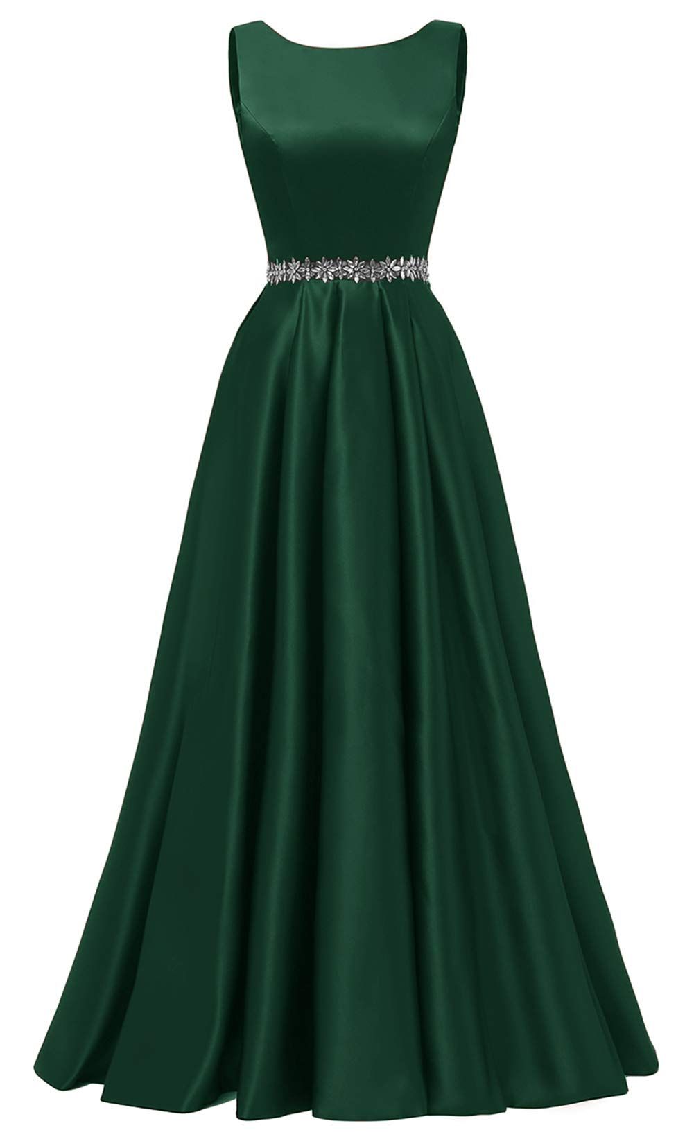 formal dresses_Yexinbridal Satin Prom Dresses Long for Women A-Line Beaded Belt Formal Evening Party Ball Gowns with Pockets
