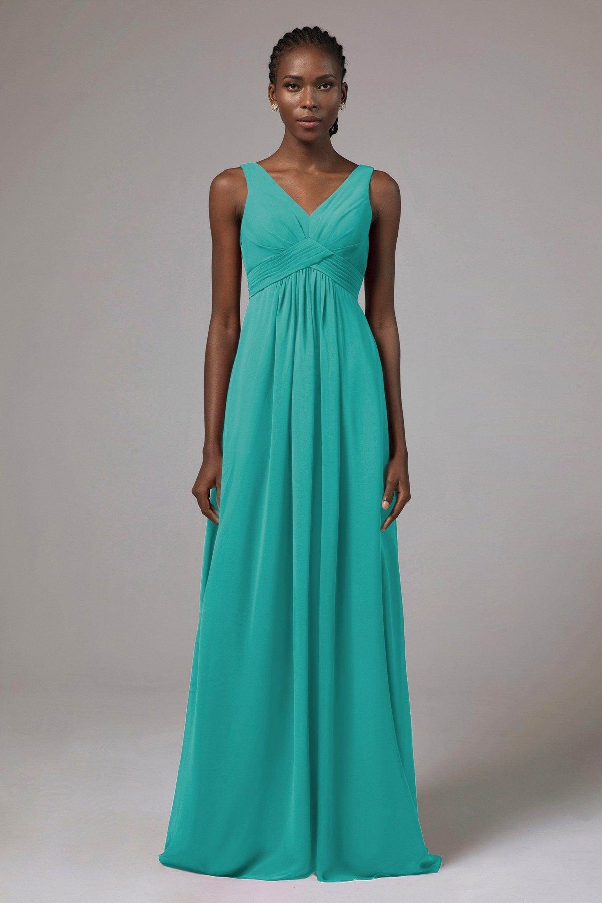 formal dresses_A-Line Floor Length Chiffon Bridesmaid Dress Formal Dresses CB0411 - Blue Turquoise