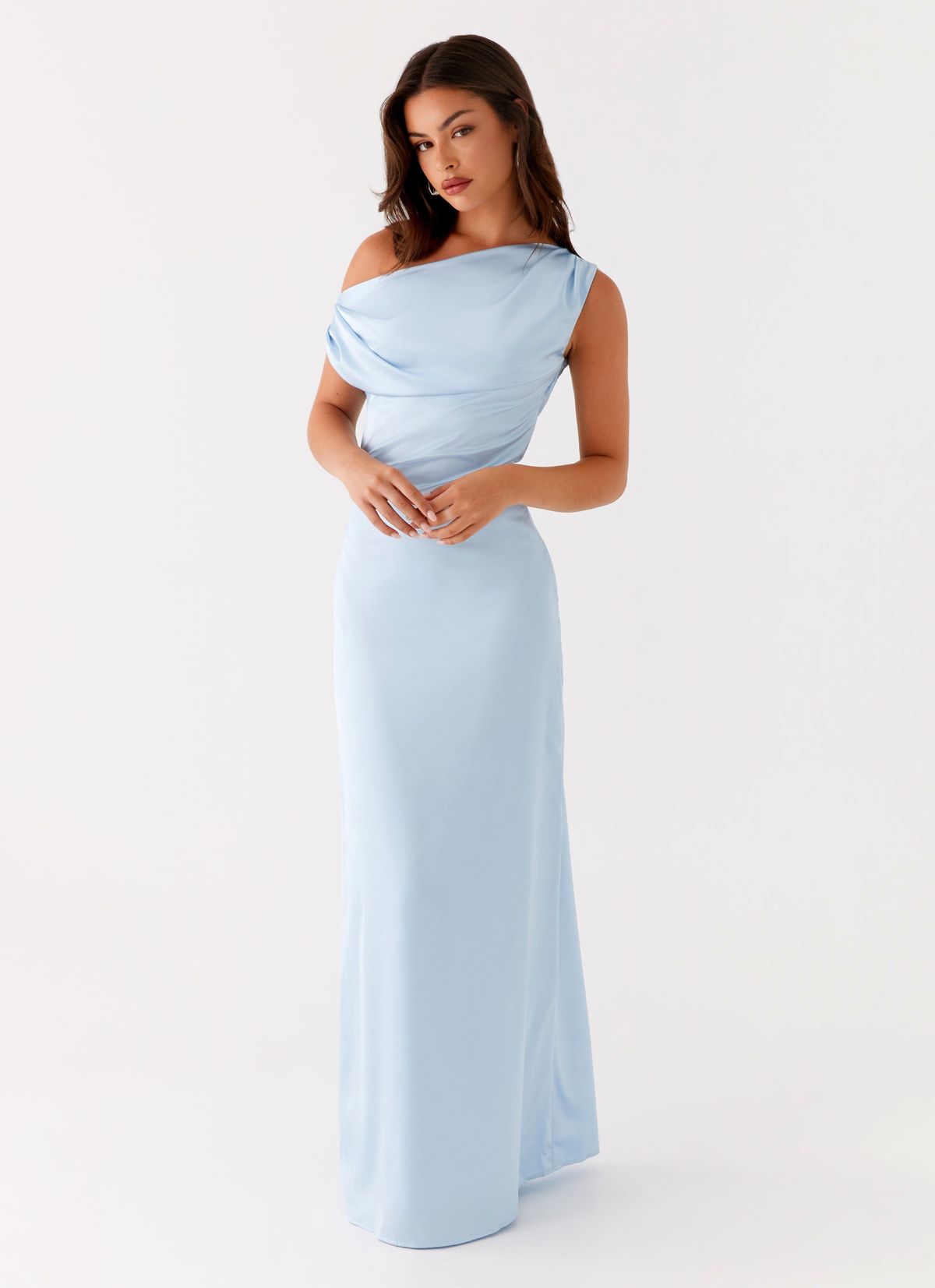 formal dresses_Heart Of Glass Satin Maxi Dress - Blue