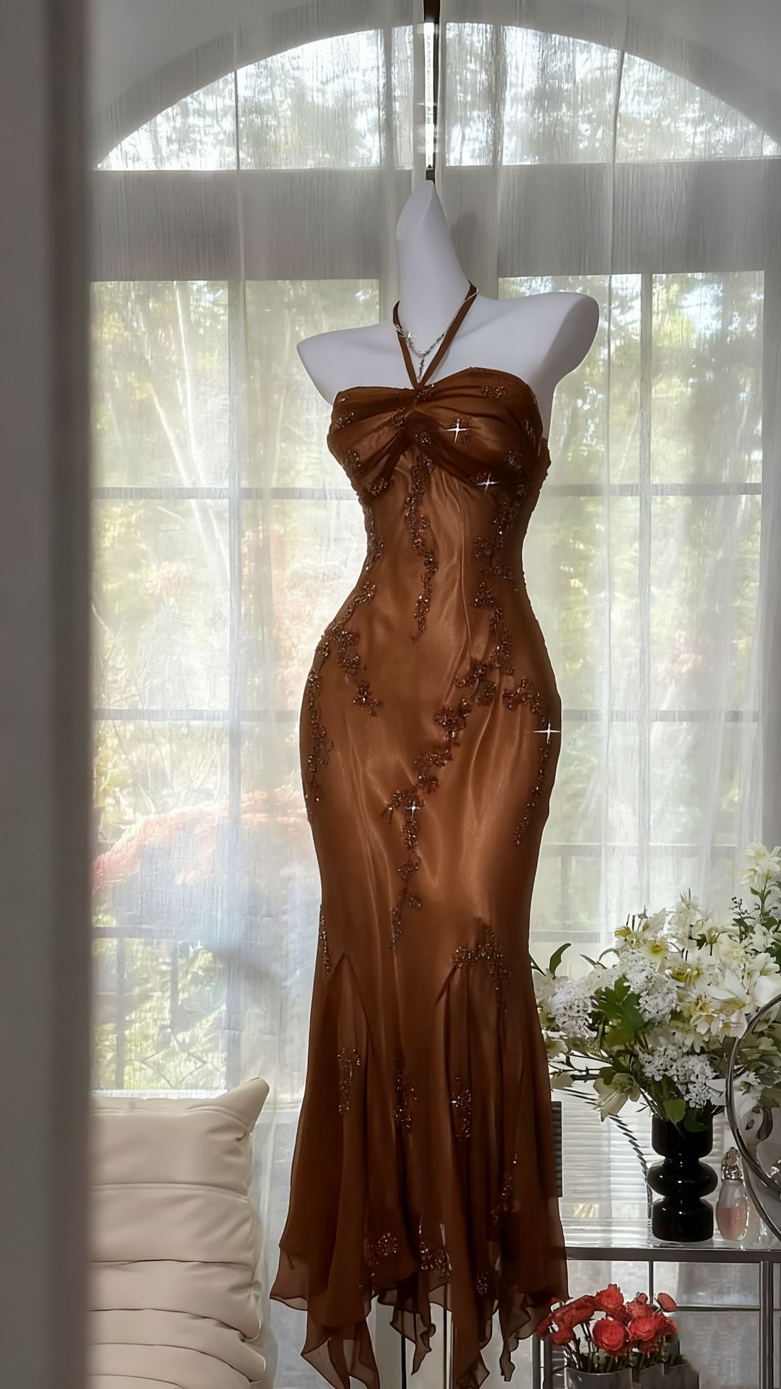 formal dresses_Halter Beaded Long Prom Dress Green Vintage Evening Dress J8597