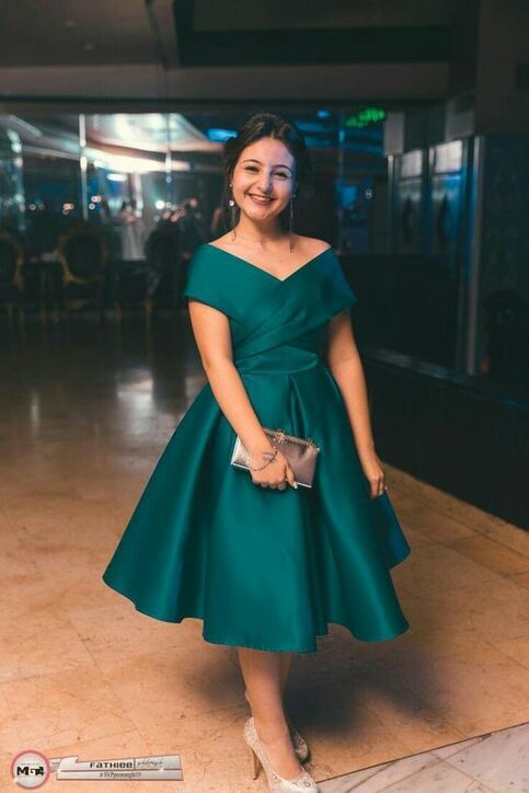 formal dresses_Green Mother of Bride/ Groom Dress Tea-length Evening Formal Gowns Prom Dress