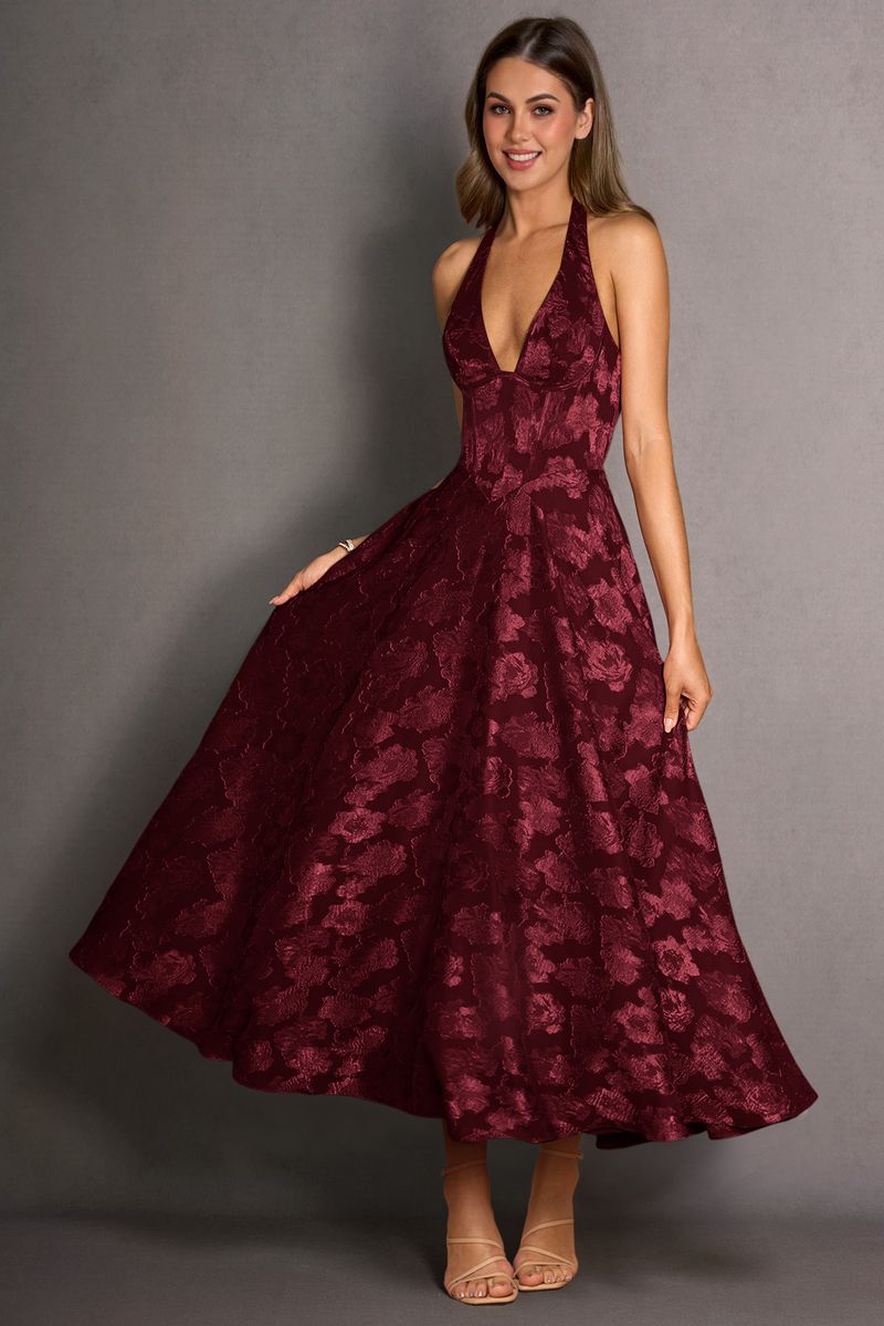 formal dresses_Azazie Isabeau Wine Midi Dress