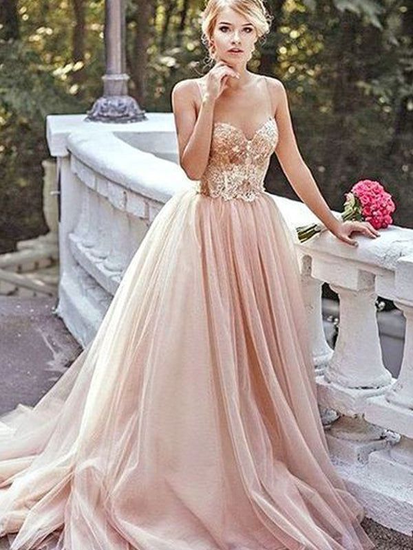 fancy dresses_Blush Pink Tulle Beading Sweetheart Spaghetti Straps Prom Dresses ,PD00128 - US14 / Custom Color(leaving a note)