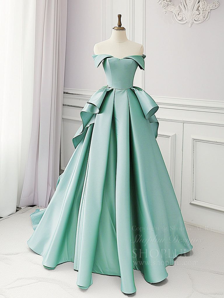 fancy dresses_Simple A-Line Satin Blue Long Prom Dress, Blue Satin Long Formal Dress