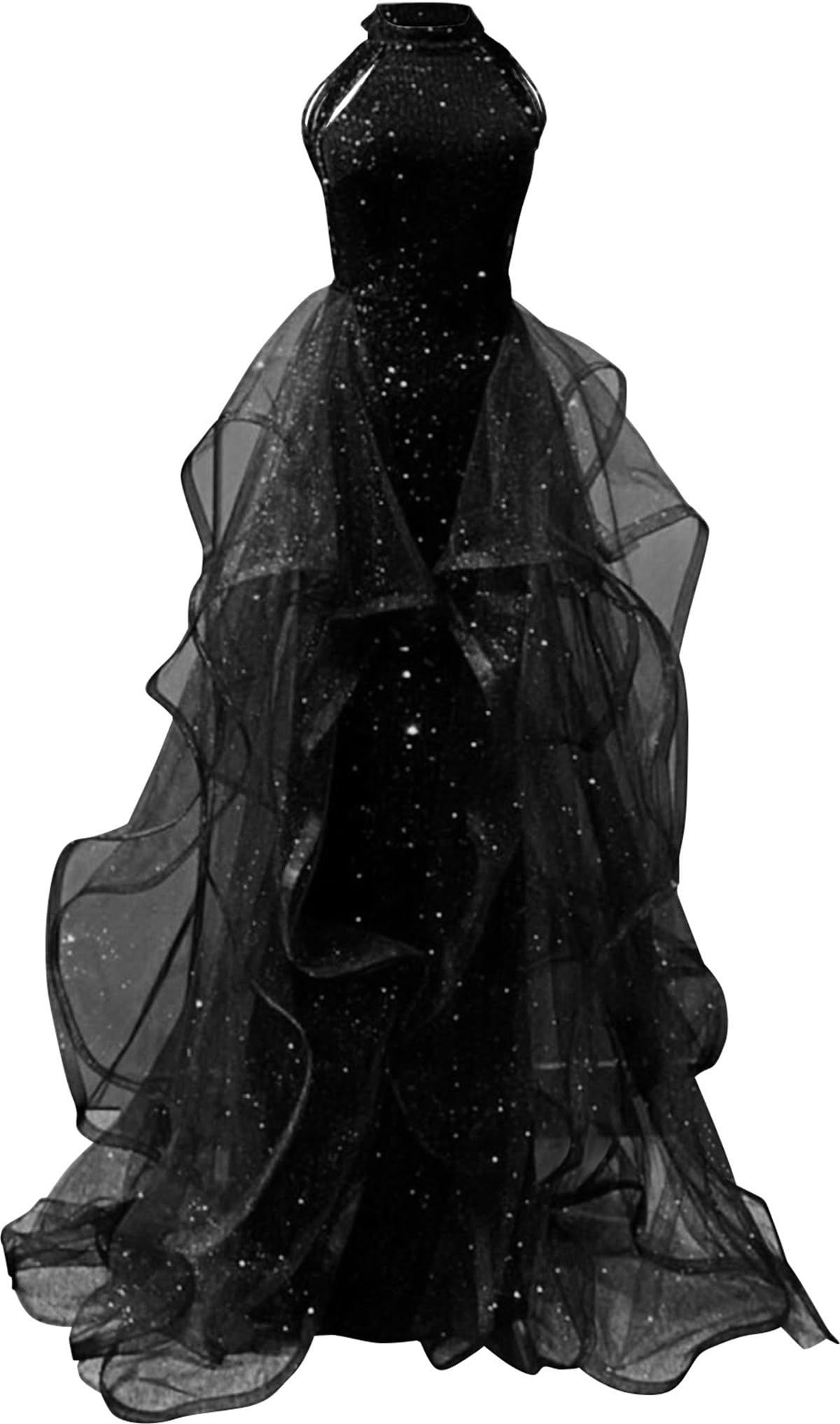 fancy dresses_Zeeyecie High Neck Sequins Prom Dresses 2025 Long A Line Tulle Sparkly Formal Evening Dresses Ball Gowns for Women