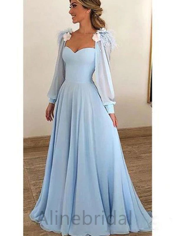 fancy dresses_Elegant Sweetheart Long Sleeves A-line Long Prom Dress, PD3756 - US16 / Custom Color(leaving a note)