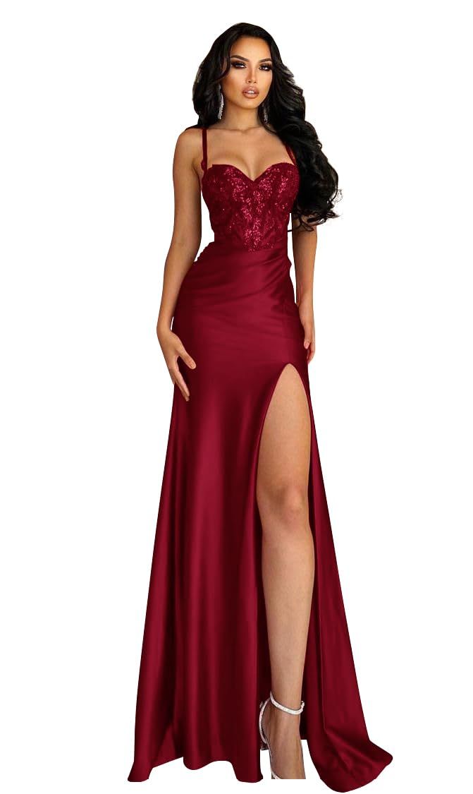 fancy dresses_Mermaid Prom Dress Long Sparkly Formal Dresses for Women Corset Cocktail Dresses with Slit